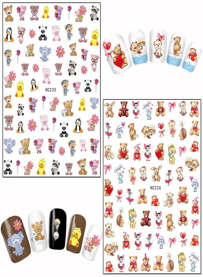 TBRZTR Cartoon Nail Art Stickers, Cute Animal 3D Self-Adhesive Decals Design, Unicorn Bear Dog Cat Flowers Chicken Rabbit Heart Baby Nail Decoration for Women Girls Manicure Charms Acrylic Supplies(8 Sheets) - Image 4